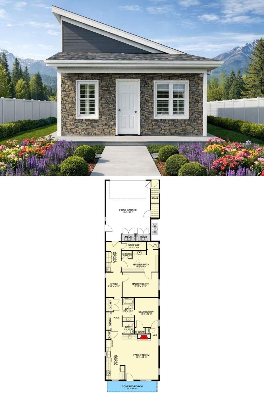 Modern-Style 3-Bedroom Home for a Narrow Lot with In-Law Suite (Floor Plan)