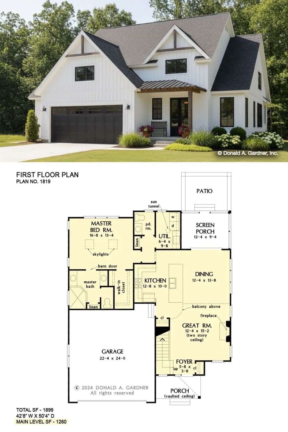3-Bedroom The Glassy Grove Cottage with Bonus Room and Balcony (Floor Plan)