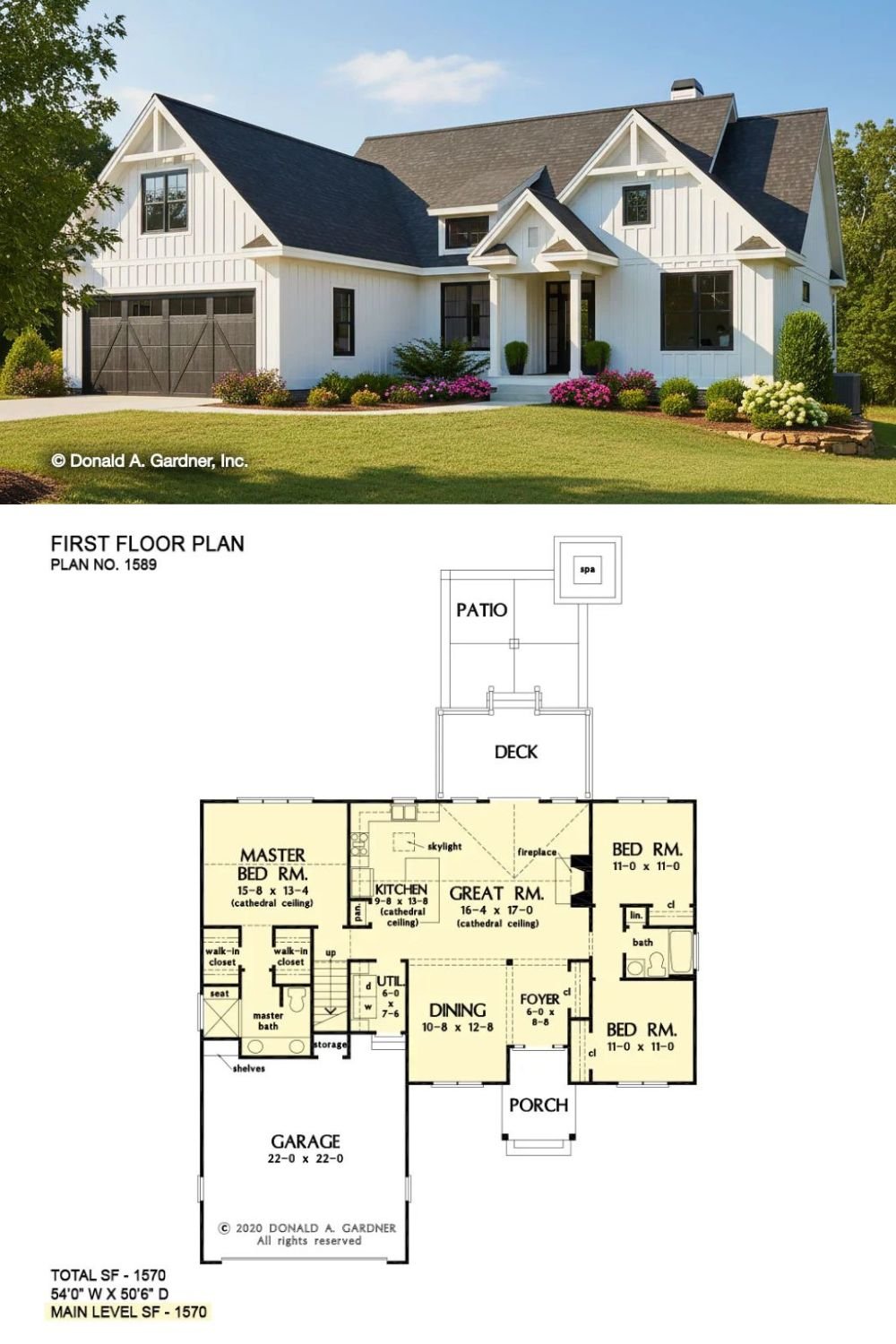 The Rilynn 3-Bedroom Modern Farmhouse with Bonus Room and Double Garage (Floor Plan)