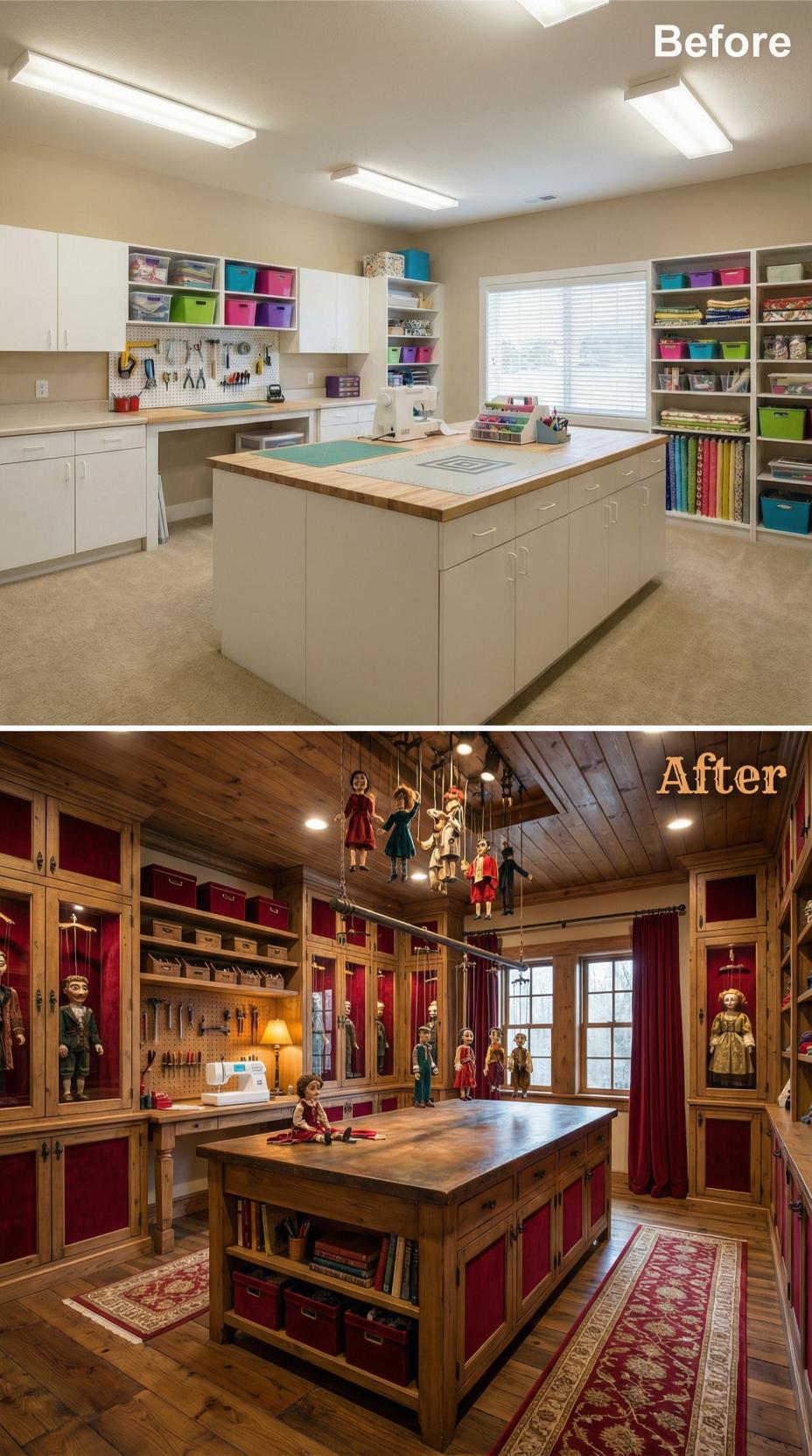 Craft Island Surrenders to Victorian Marionette Theater with Velvet Panels