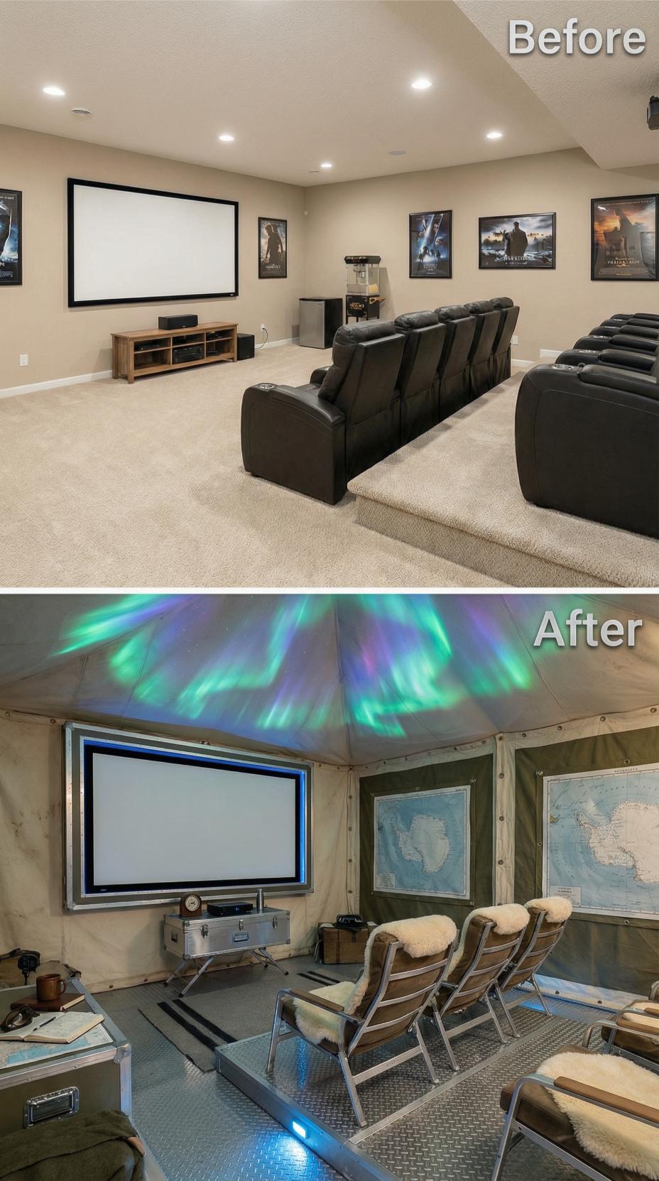 Northern Lights Projection and Plywood Bunker Erase Suburban Cinema