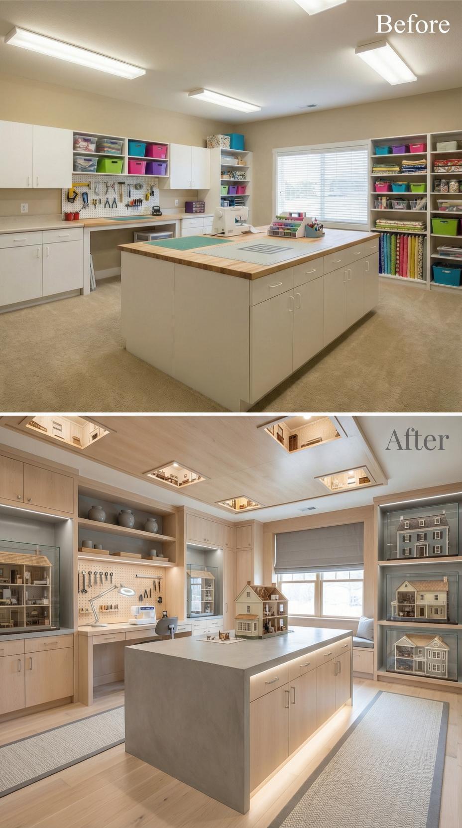 Scrapbook Supply Bins Replaced by Blonde Wood Miniature House Gallery