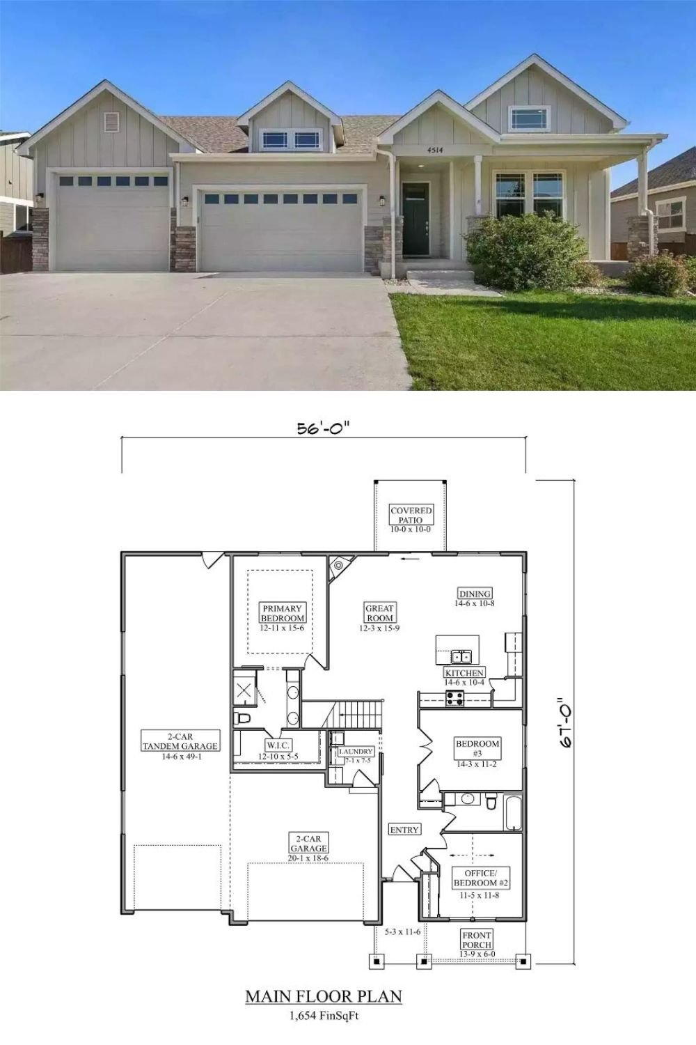 Brooklyn Drive 4-Bedroom Ranch with Basement and 4-Car Garage (Floor Plan)