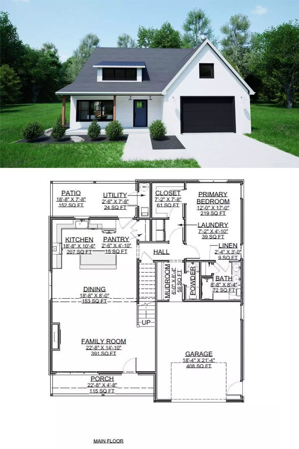 4-Bedroom Country-Style Northcrest Trail with Loft and Front Porch (Floor Plan)