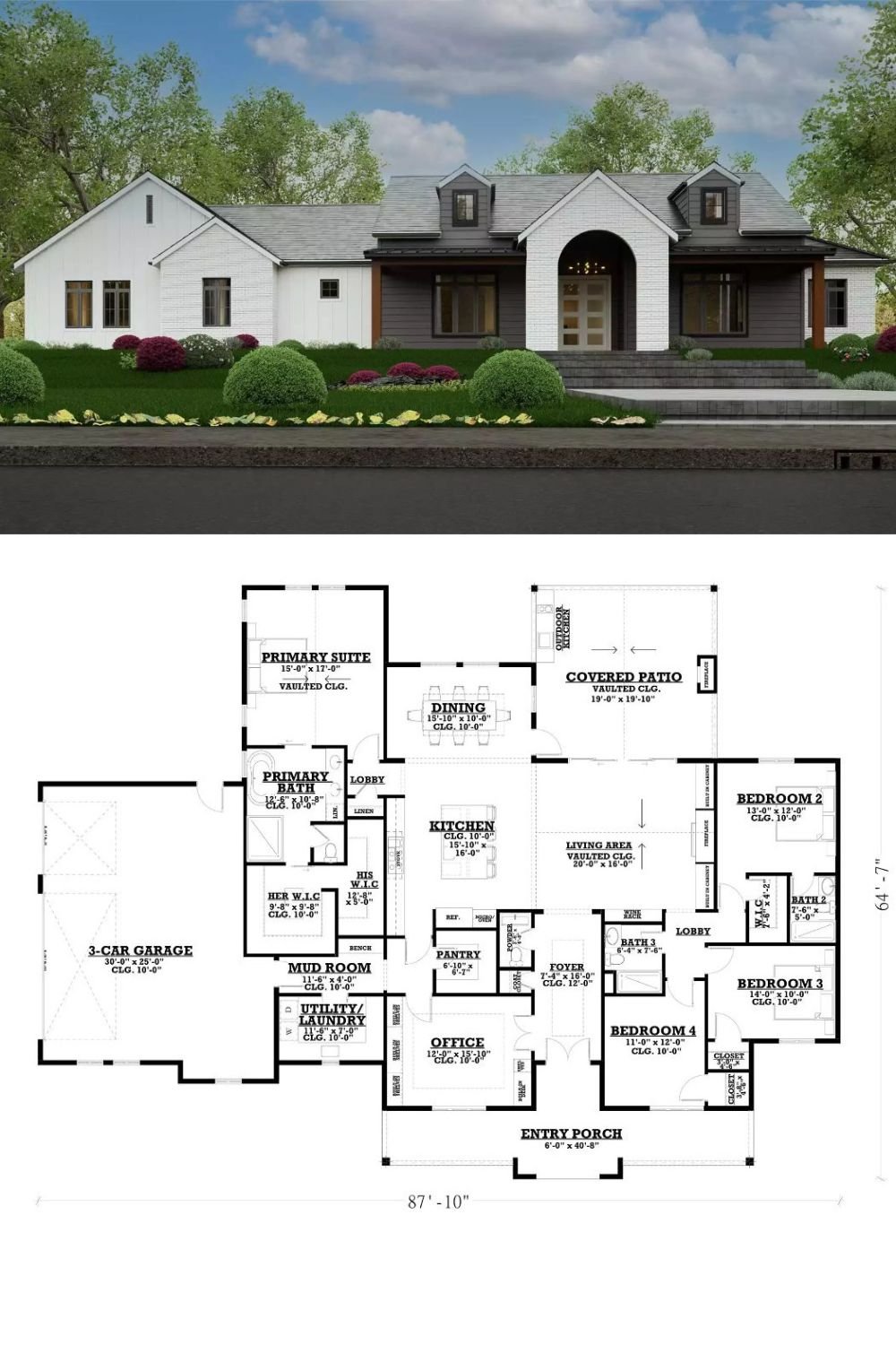 Saffron Ridge 4-Bedroom Ranch for a Corner Lot with 3-Car Garage (Floor Plan)