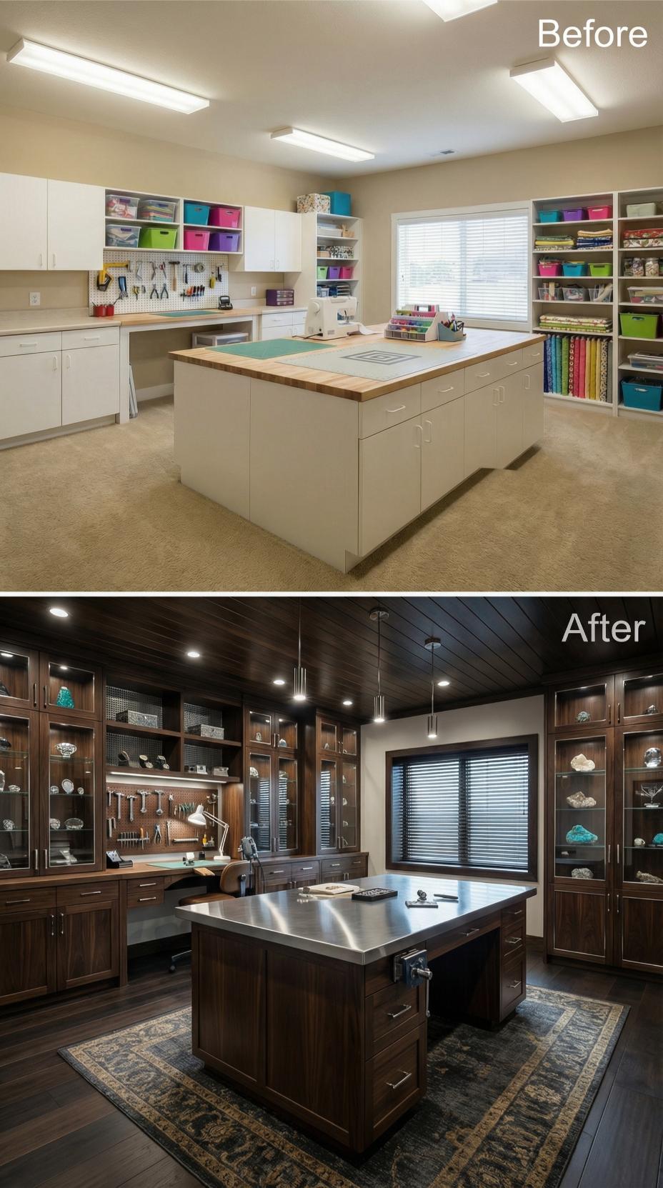 Industrial Craft Hub Reborn as Dark Walnut Jeweler's Showcase