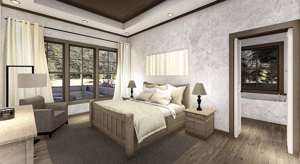 Tray Ceiling and Soft Neutrals Frame Serene Primary Bedroom Retreat