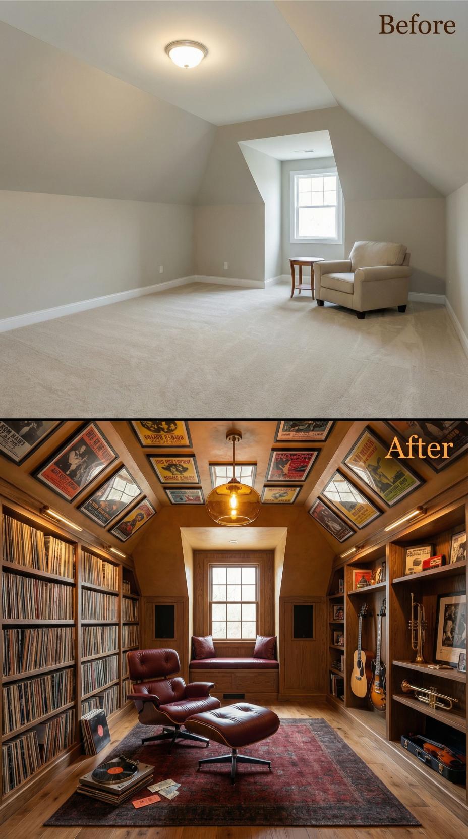 Music Lover's Haven with Floor-to-Ceiling Vinyl Storage