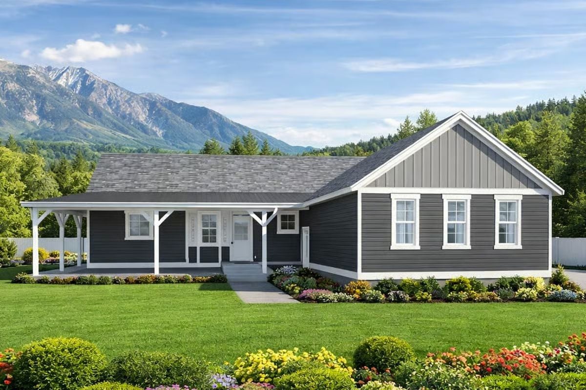 Craftsman-Style Ranch Home with 4 Bedrooms and a Wraparound Porch (Floor Plan)