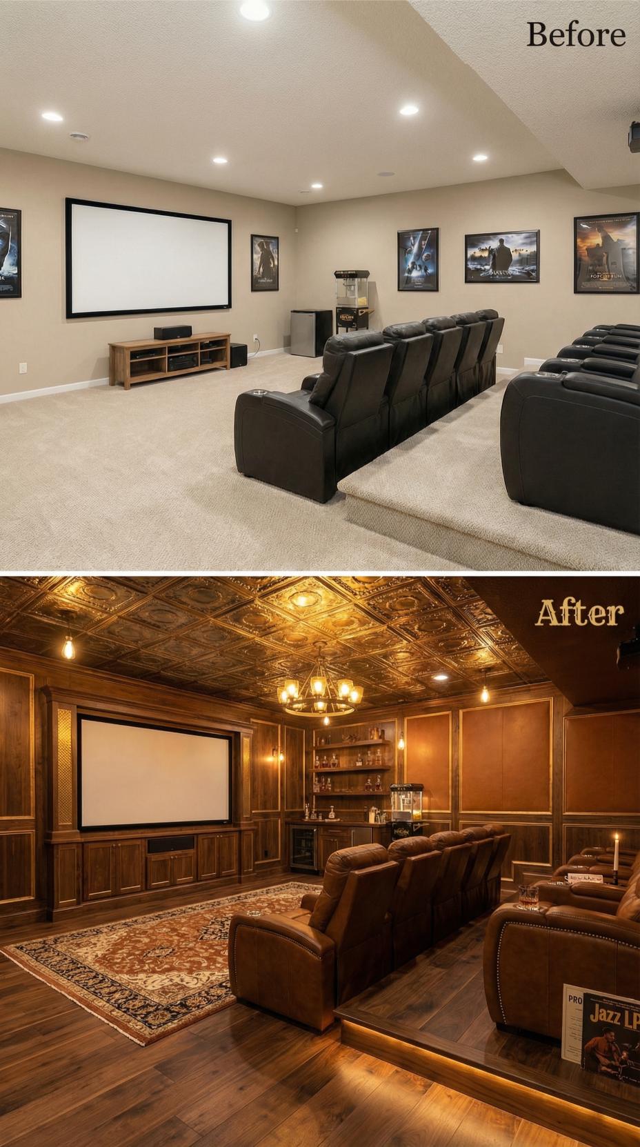 Gilded Coffered Ceiling and Walnut Millwork Banish Contractor Beige