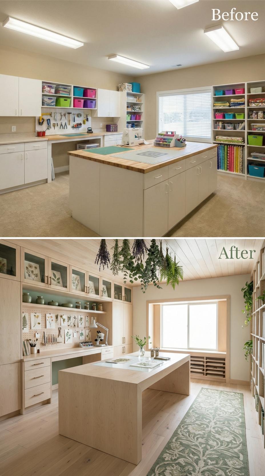 Fluorescent Craft Workshop Converted to Botanical Shiplap Sanctuary