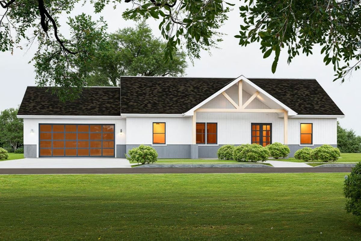 3-Bedroom Modern Barndominium with Double Garage and Open-Concept Living (Floor Plan)