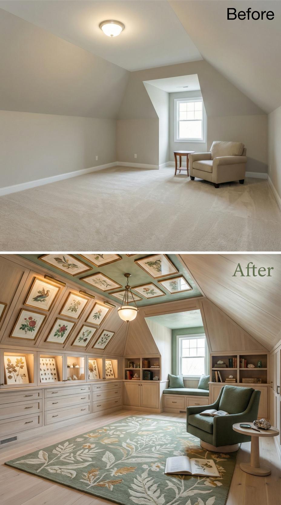 Botanical Coffered Ceiling Framing Illuminated Specimen Collections