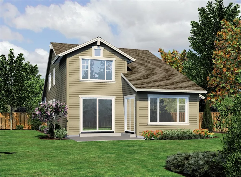 Craftsman-Style Home Exterior with Olive Green Siding and Gabled Roofline
