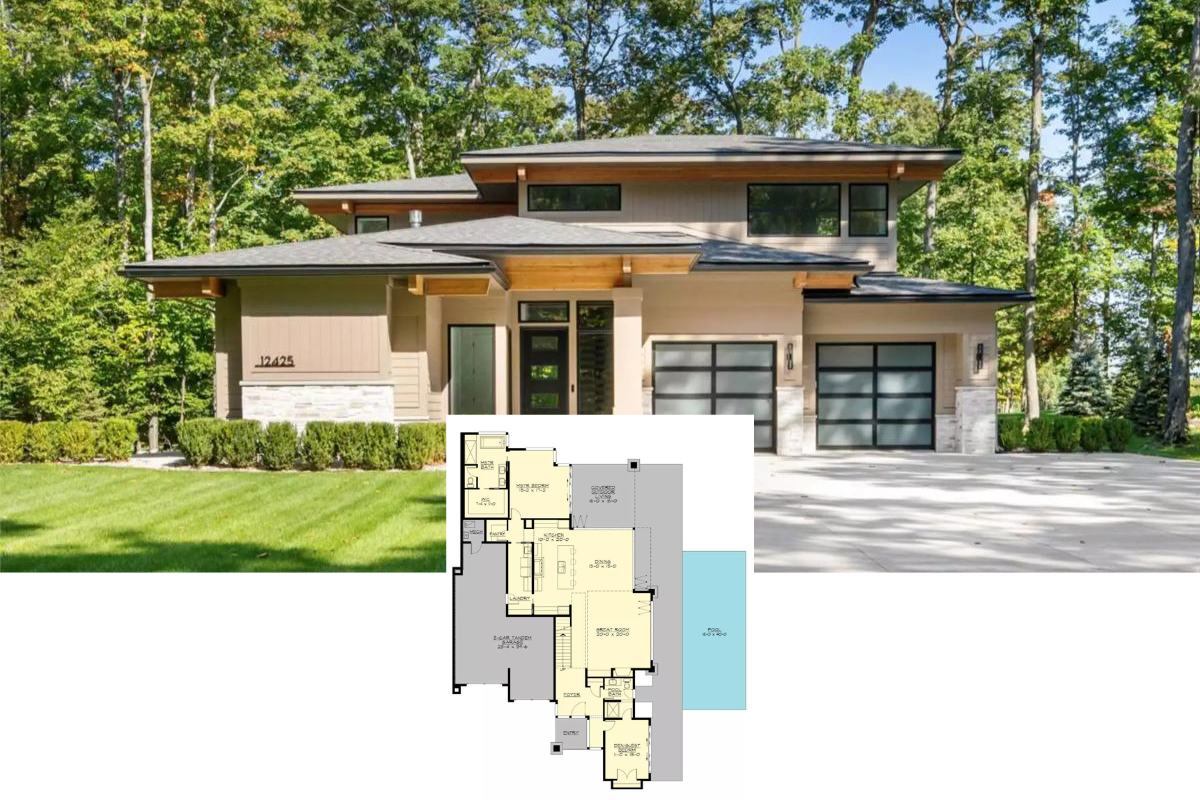 4-Bedroom Contemporary-Style Home with Large Bonus Room and Walk-Out Deck (Floor Plan)