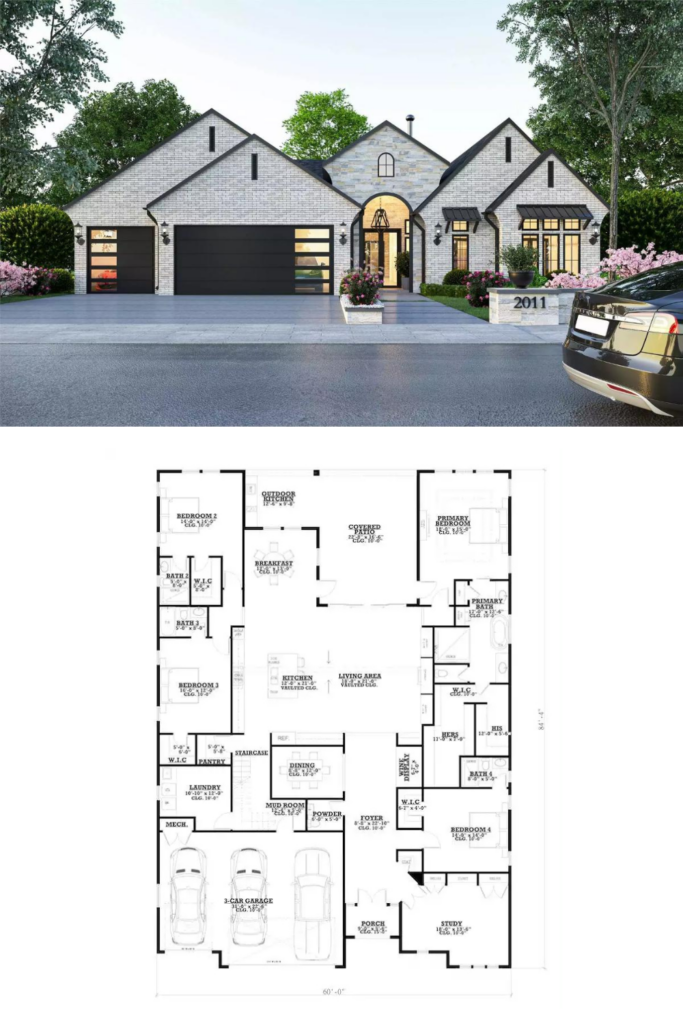4-Bedroom Traditional-Style Home for a Corner Lot with Loft and Bonus ...