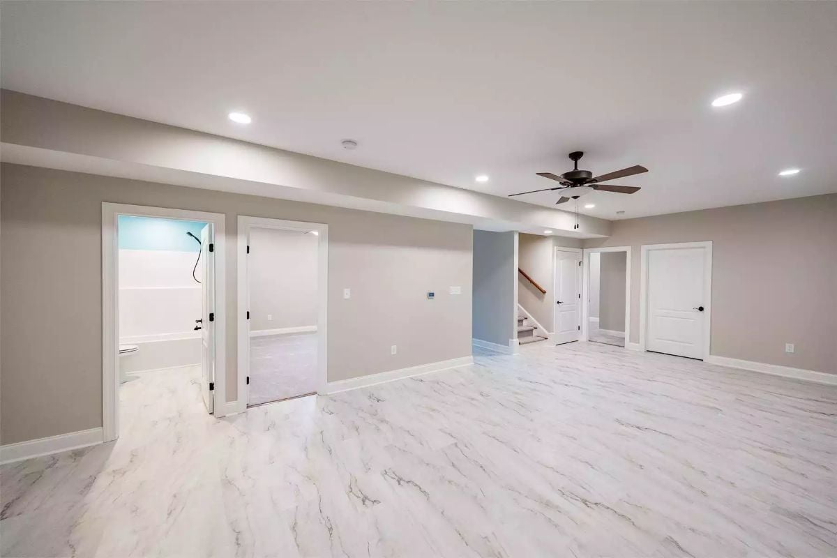 Spacious Basement Suite with Marble-Look Flooring and Multiple Entry Points