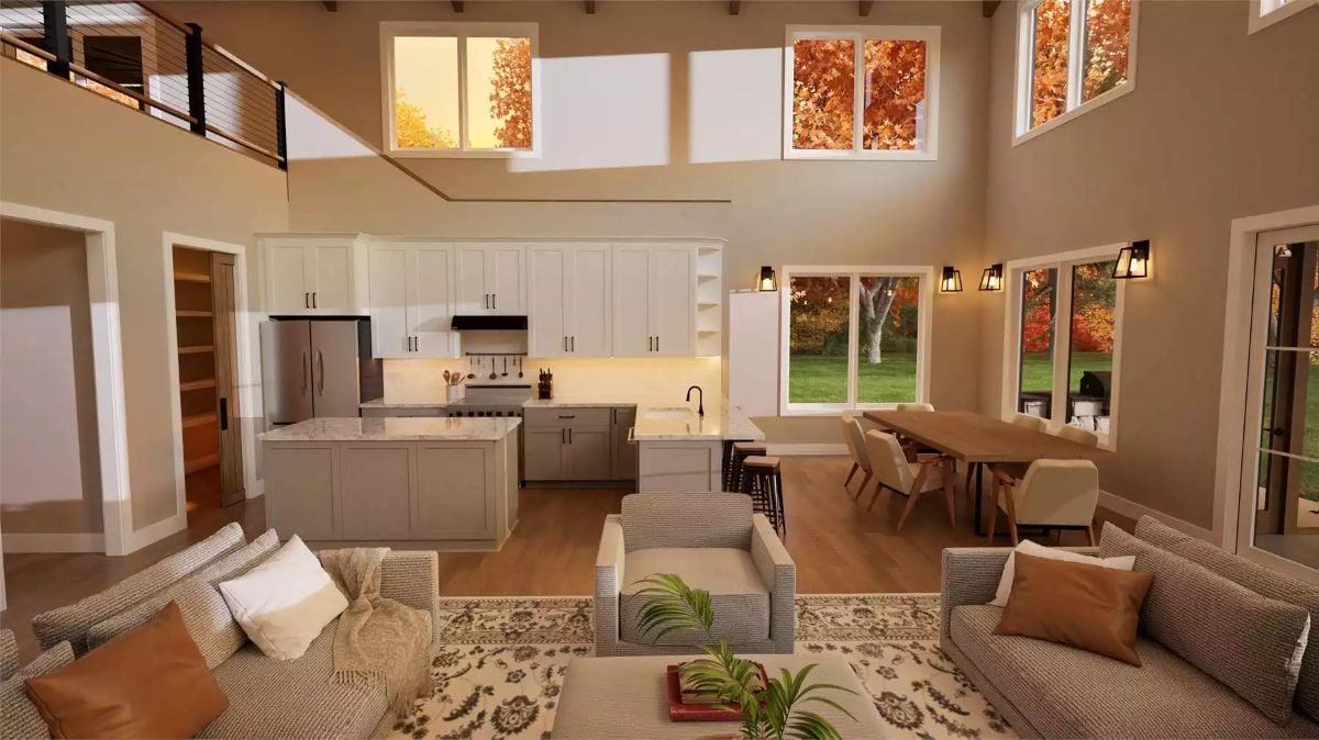 Open-Concept Living with Cathedral Ceilings and Clerestory Windows