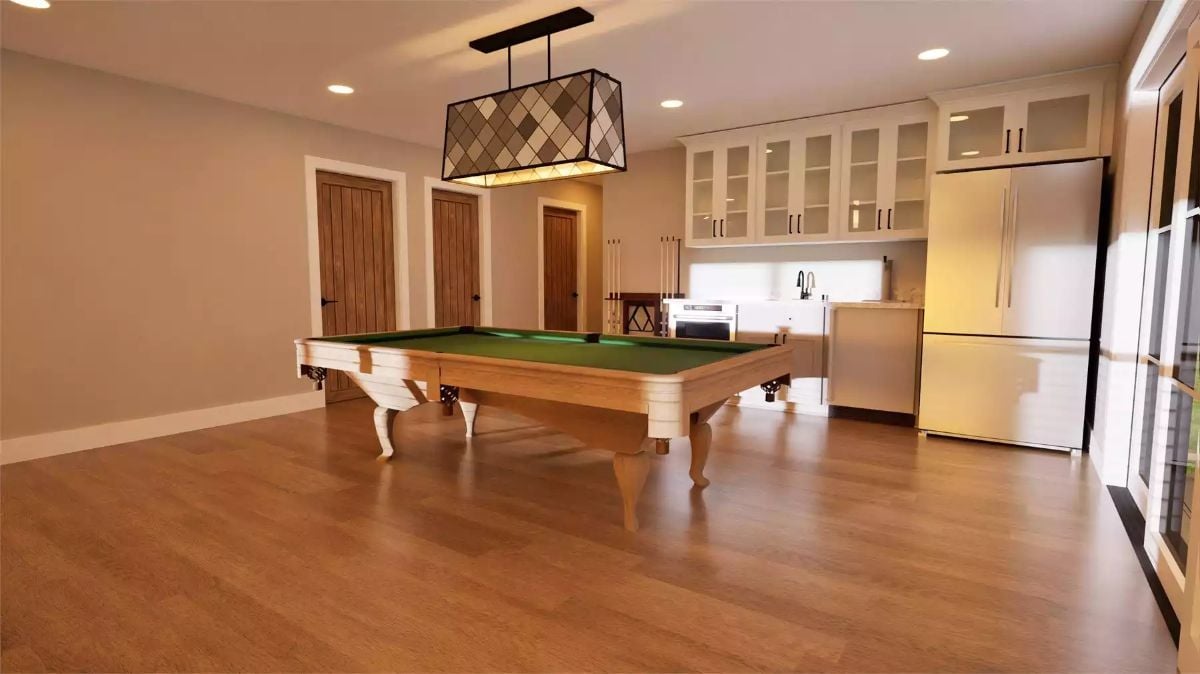 Recreation Room with Pool Table and Kitchenette Bar