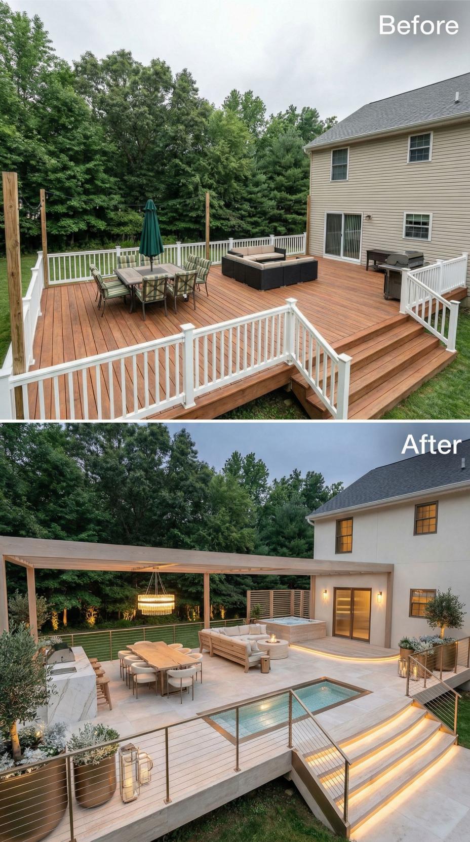 Illuminated Steps and Concrete Pavilion Replace Traditional Wood Railing