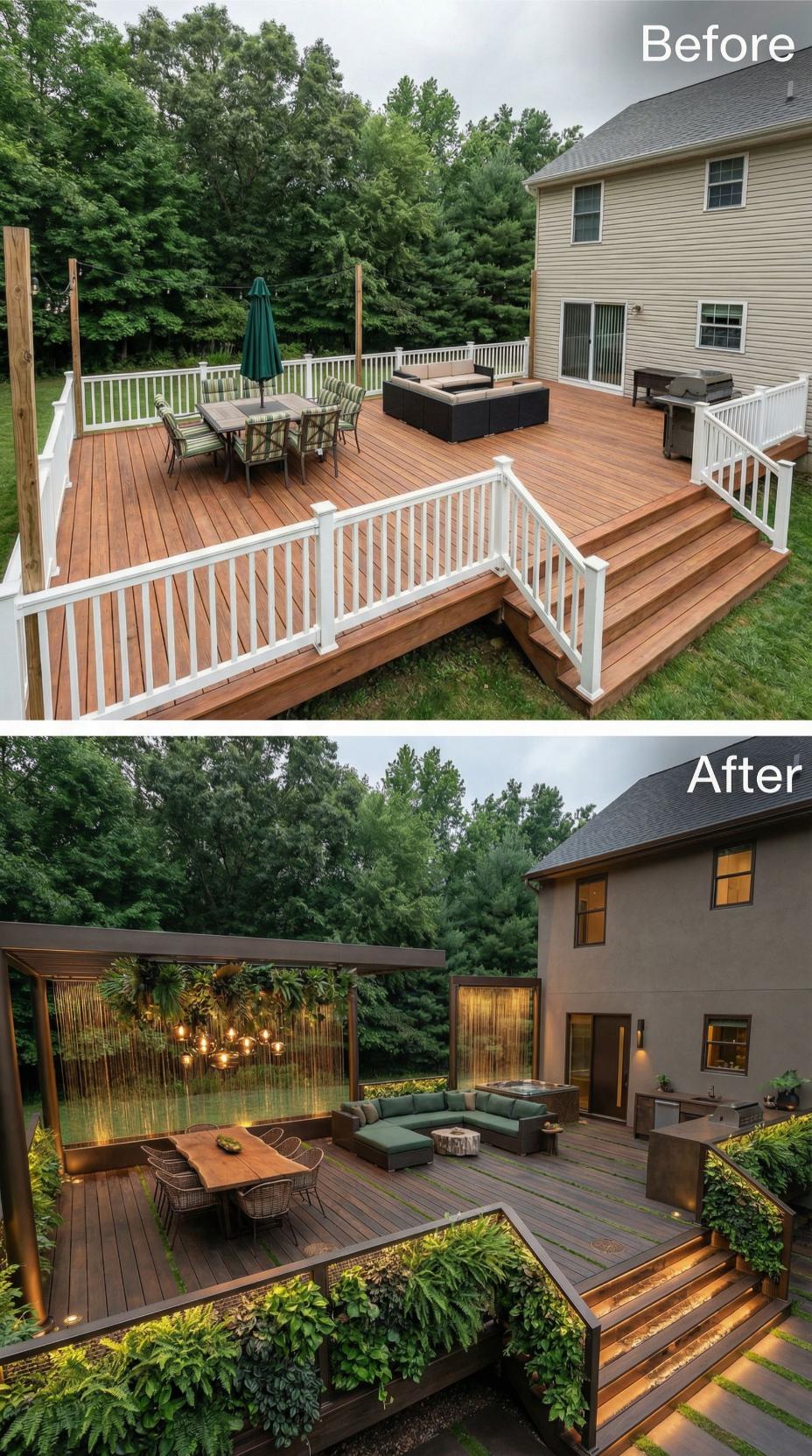 Vertical Privacy Wall and Integrated Planter Beds Reshape Composite Deck
