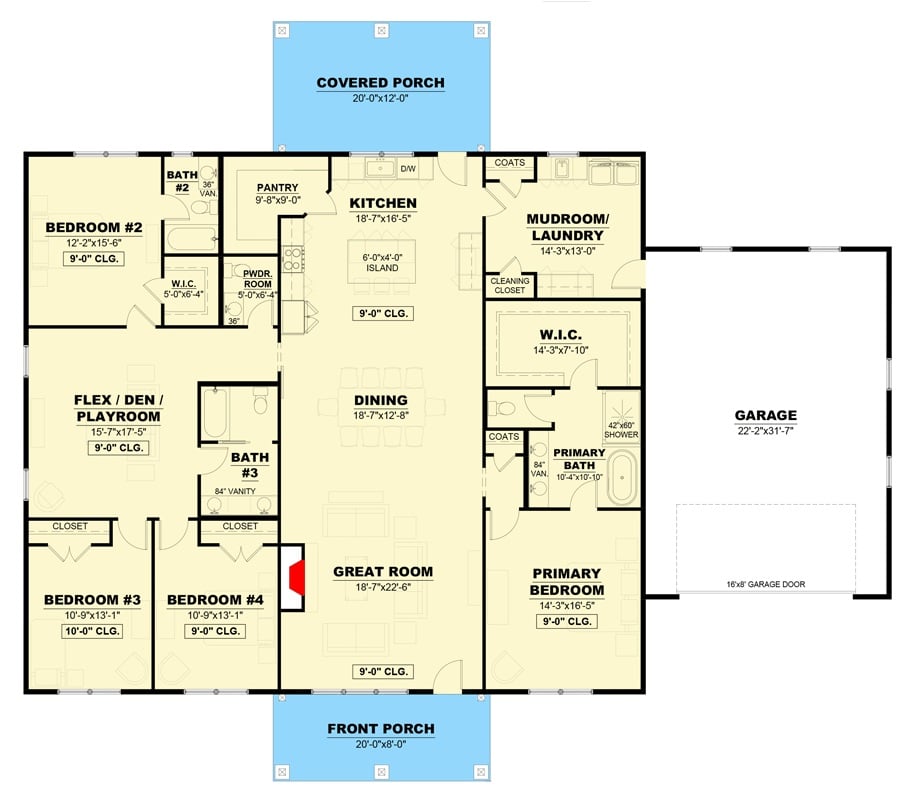 Main Level with Front Garage