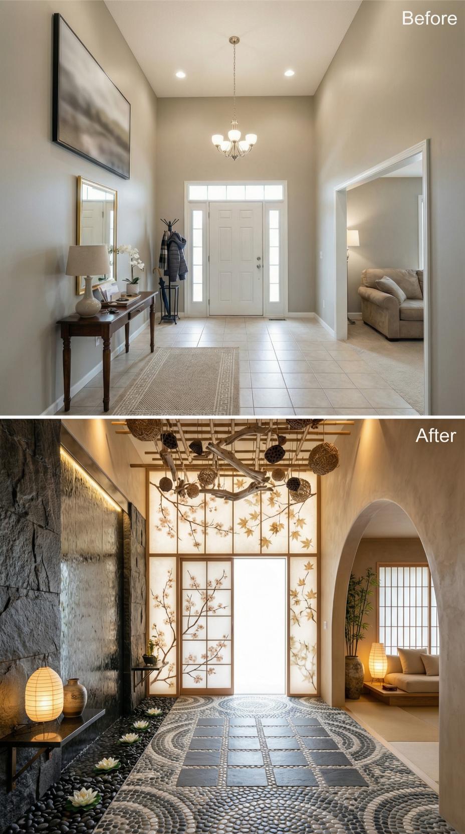 Japanese Shoji Screens and Waterfall Wall Transform Builder Basic Entry