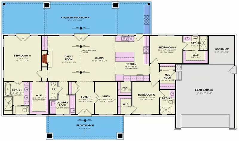 Floor Plan: The Primary Suite Hides Behind the Garage for Maximum Privacy