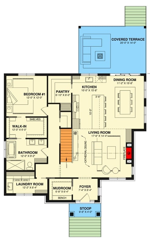 Floor Plan: The Primary Suite Tucks Into Its Own Wing With a Walk-In Closet