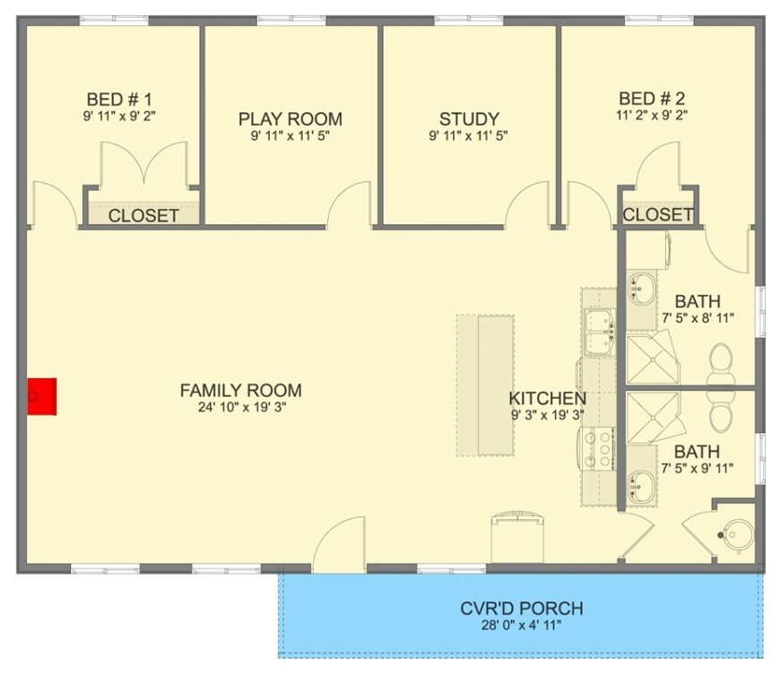Rustic 2-Bedroom Cabin with Open Floor Plan and Covered Front Porch ...