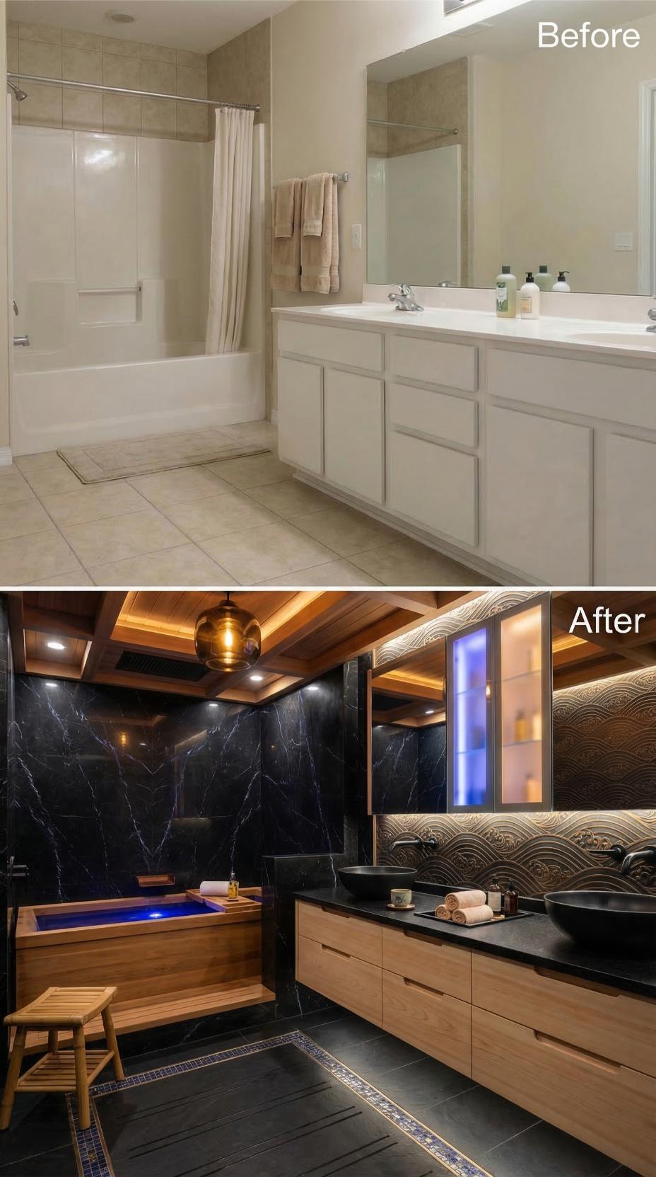 From Builder Beige to Spa-Inspired Japanese Sanctuary