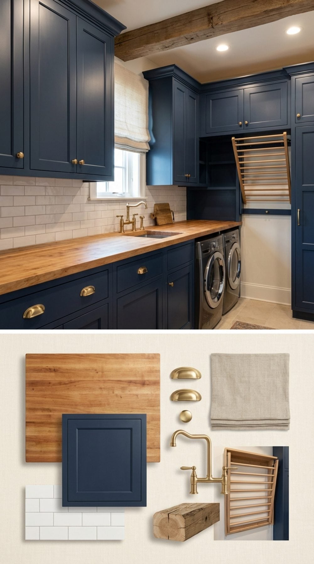 Butcher Block and Beams: A Navy Laundry Room Built for Real Life