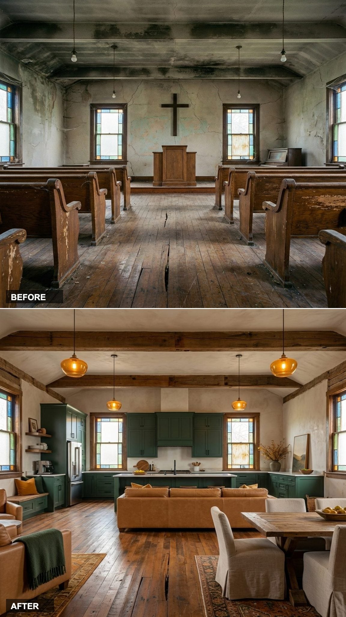 Forest Green Shakers and Camel Leather: A Modern Rustic Church That Smells Like a Ski Lodge