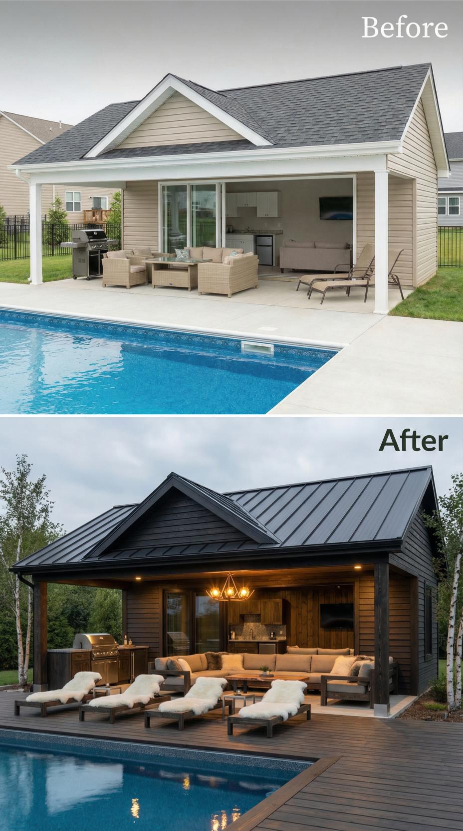 Charcoal Horizontal Siding and Matte Black Standing Seam Replace Beige