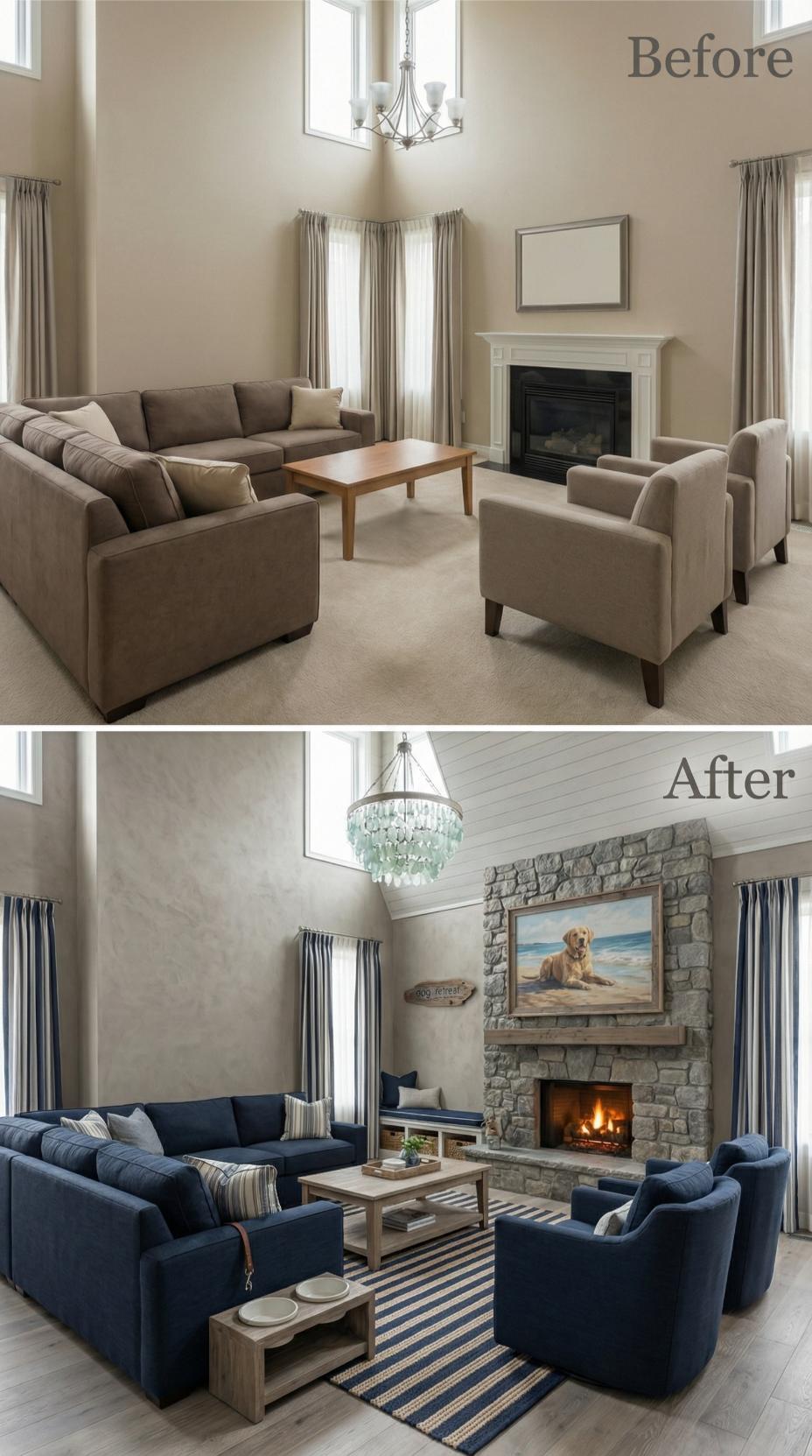 Navy Upholstery and Stone Cladding Replace Builder Beige Vacancy