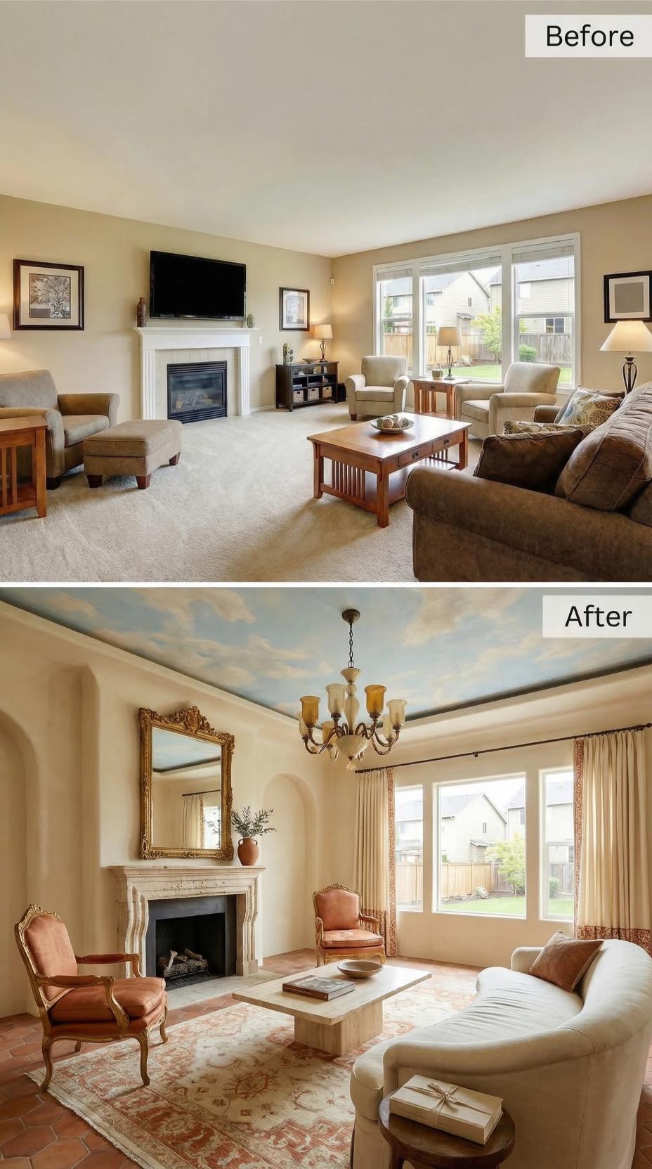 Sky Mural Ceiling and Terracotta Floors Handed Beige Its Eviction Notice