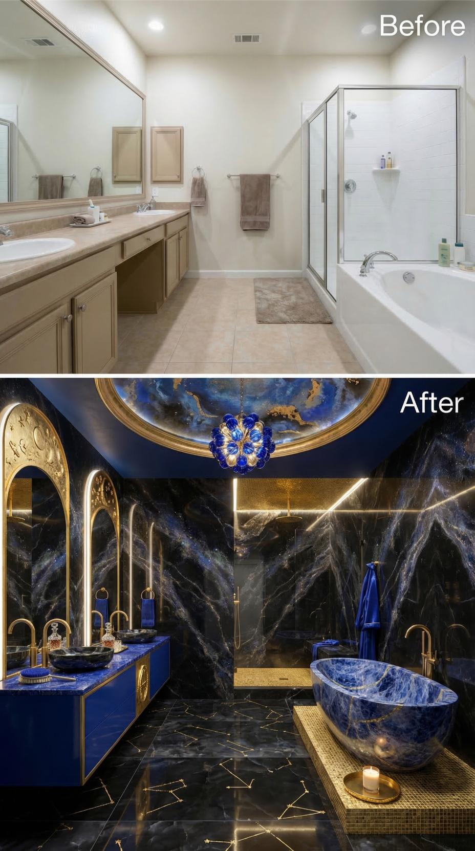 Sodalite Tub, Constellation Floor Inlay, and Gold Mosaic Took Over Completely