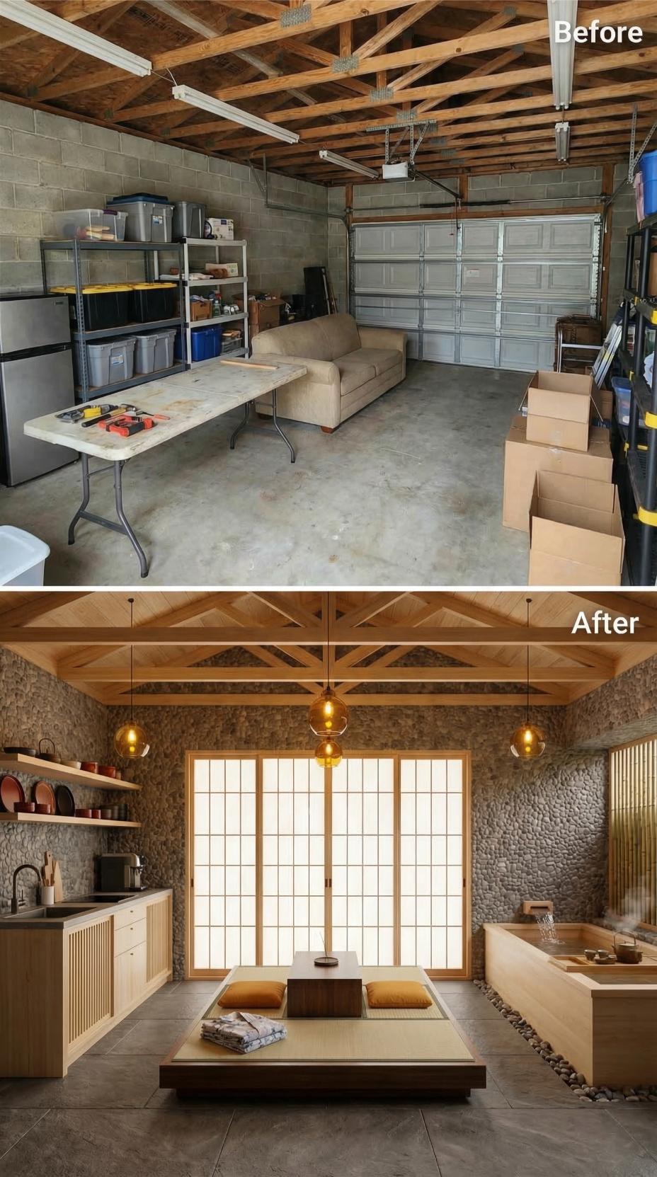 Shoji Screens and a Sunken Tatami Platform Replaced a Garage Nobody Could Park In