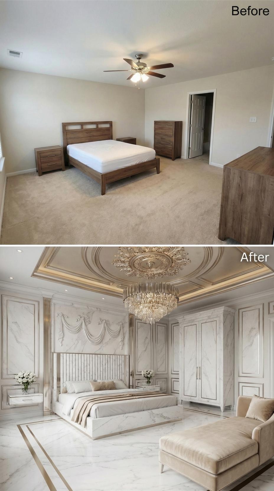 Ornate Plaster Ceiling Medallion and Crystal Chandelier Crown Neoclassical Opulence