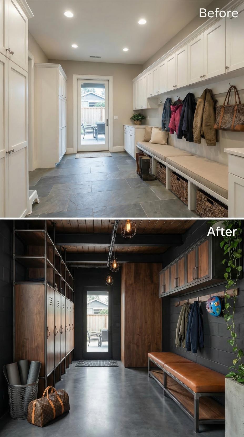 Industrial Lockers and Walnut Slats Displace Neutral Shaker Calm