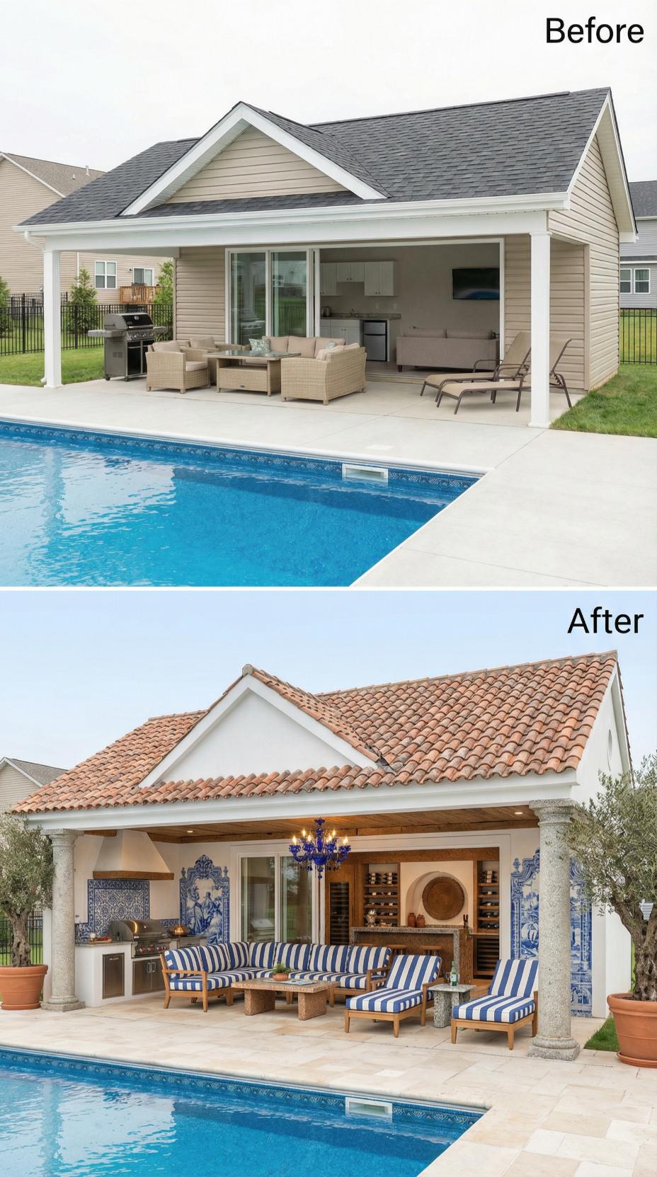 Clay Barrel Tiles and Granite Columns Anchor Mediterranean Revival