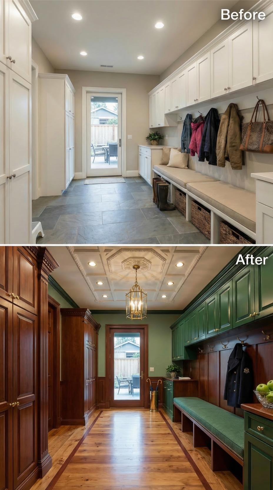 Dark Walnut and Forest Green Millwork Overthrow Builder Beige