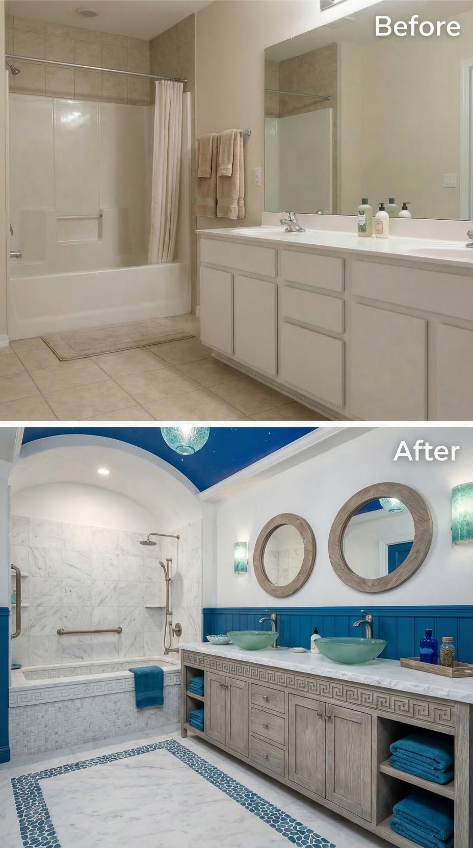 Cobalt Beadboard and Double Vessel Sinks Replace Monochrome Builder Standards