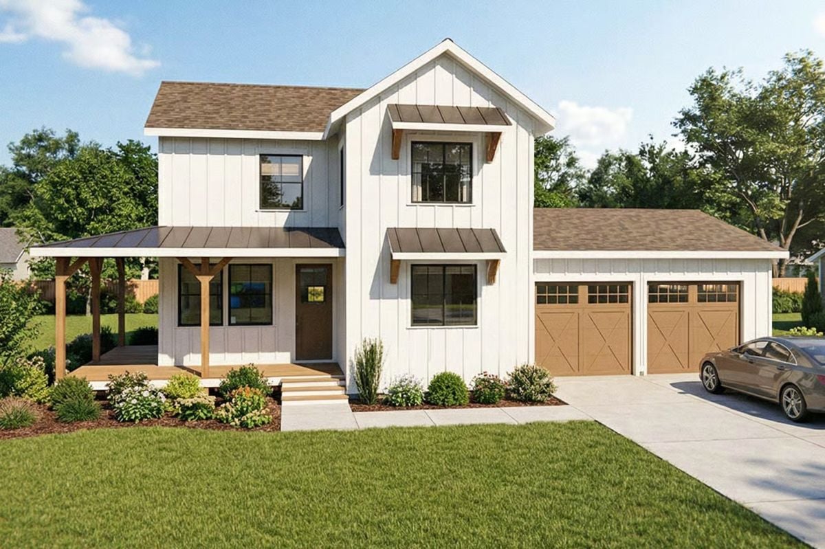 3-Bedroom Modern Farmhouse with Wraparound Porch and Loft (Floor Plan)
