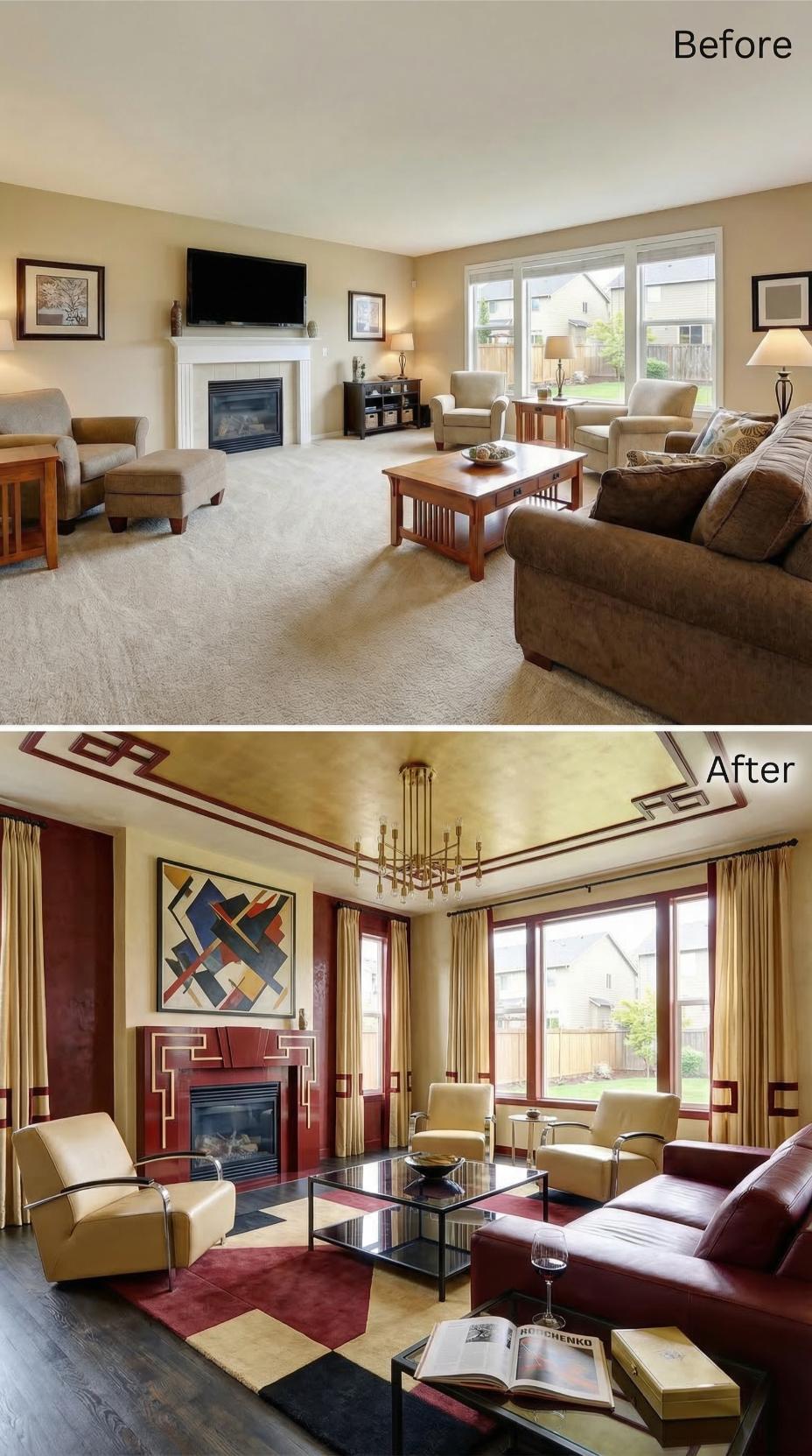 Constructivist Art and Gold Ceiling Trim Sent the Builder-Grade Era Packing