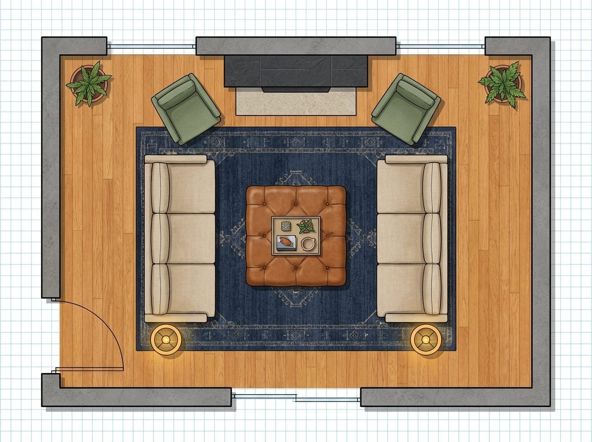 19 Cozy “Living Room with Fireplace” Layout Ideas With Excellent Flow (Floor Plans)