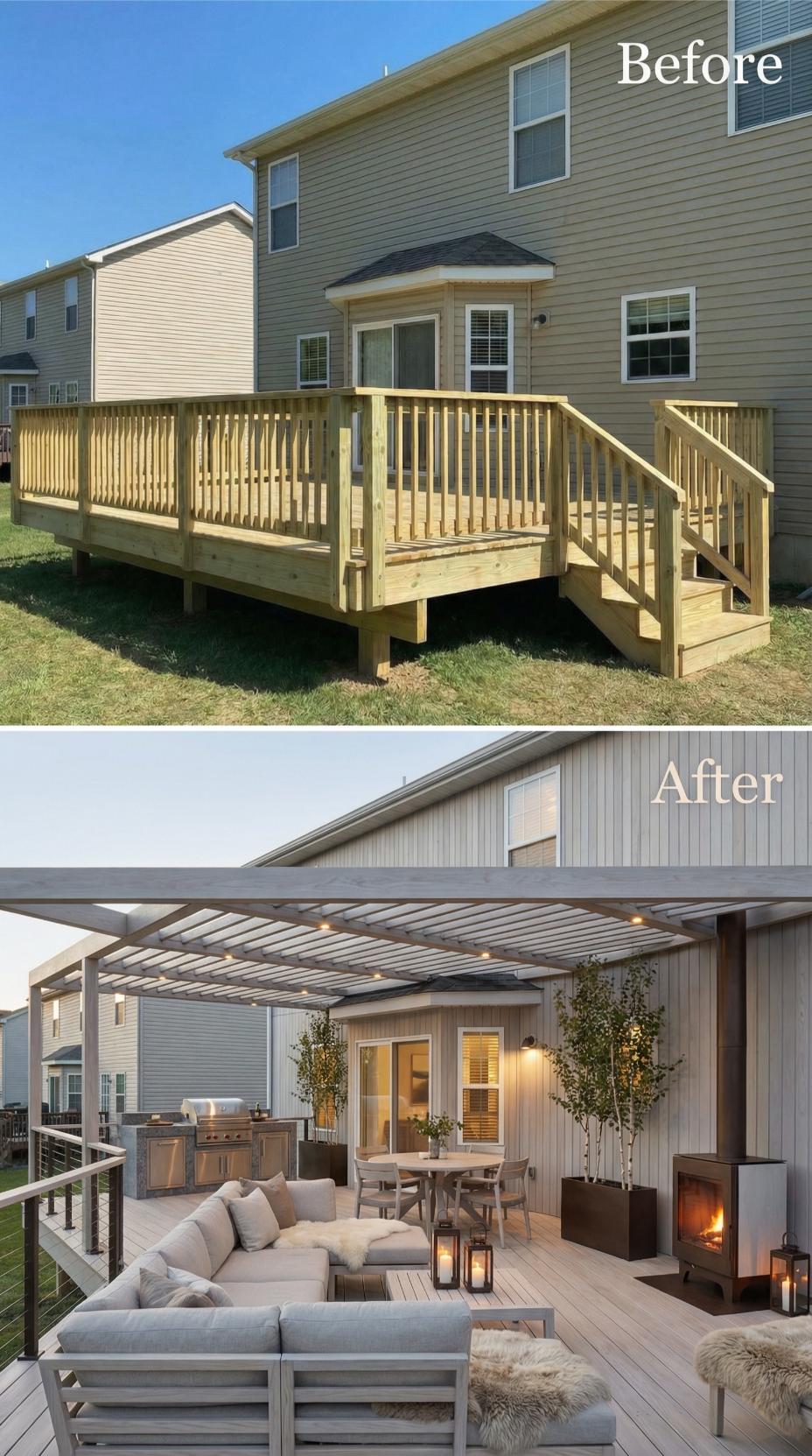 Basic Pressure-Treated Wood Evolves into Modern Pergola Lounge