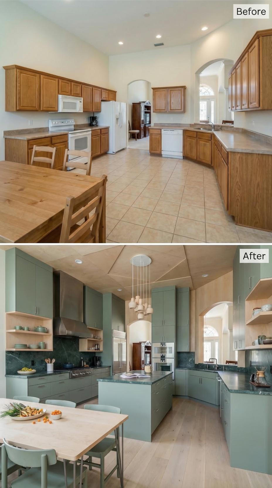 Sage Shaker Cabinets and Green Soapstone Swap Builder Oak for a Kitchen Worth Competing In