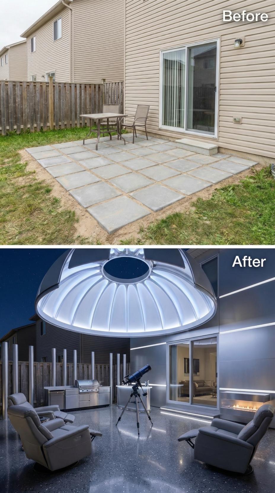 Observatory Dome with Star-Gazing Lounge and Linear Fire Feature