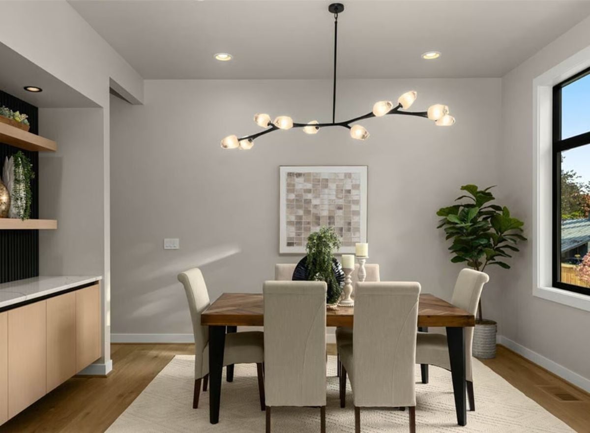 Branch Chandelier Anchors a Dining Room Built Around Natural Materials